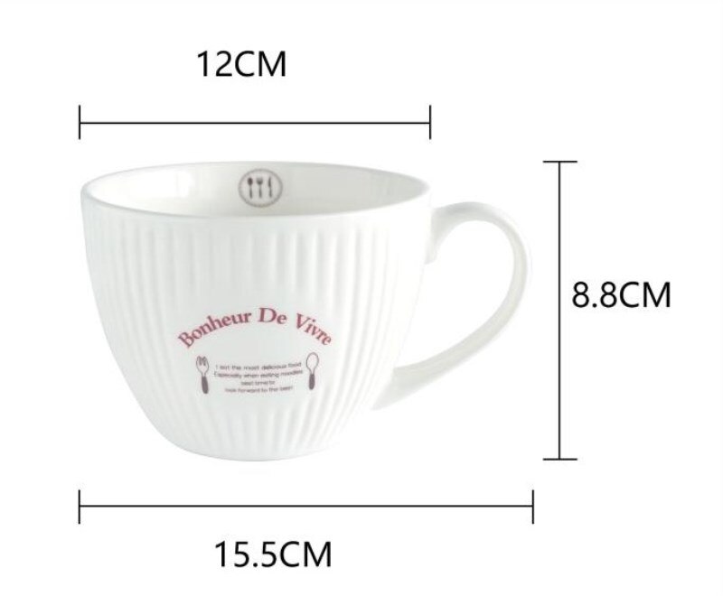 Nordic Microwavable Large Capacity Ceramic Mugs Kids Breakfast Oat Milk Cups Couple Office Tea Ciffee Mug Kitchen Food Container