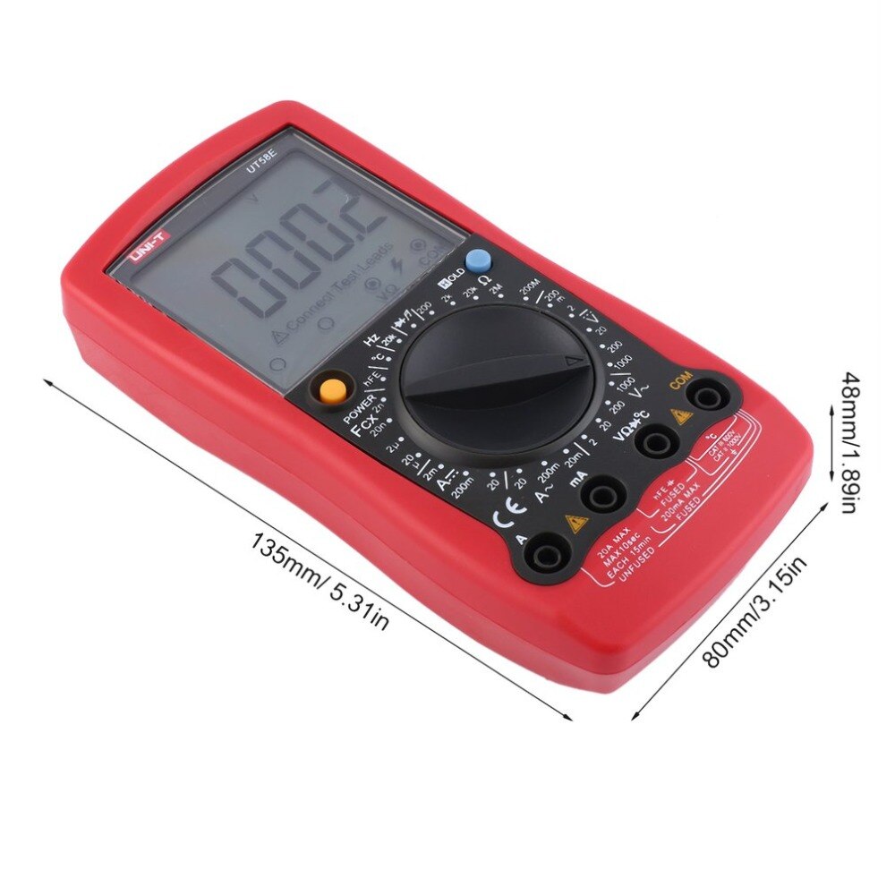 Digital Multimeter UNIT DC/AC Voltage Current Meter Handheld Ammeter Ohm Diode Capacitance Tester 1999 Counts Multitester