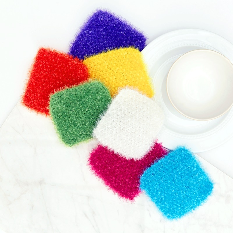 Knitted Dishcloth Dish Washable Scourer Kitchen Cleaning Scruabby Cotton Yarn Crochet Scrubbies Reusable Washcloth Pot Scrubber