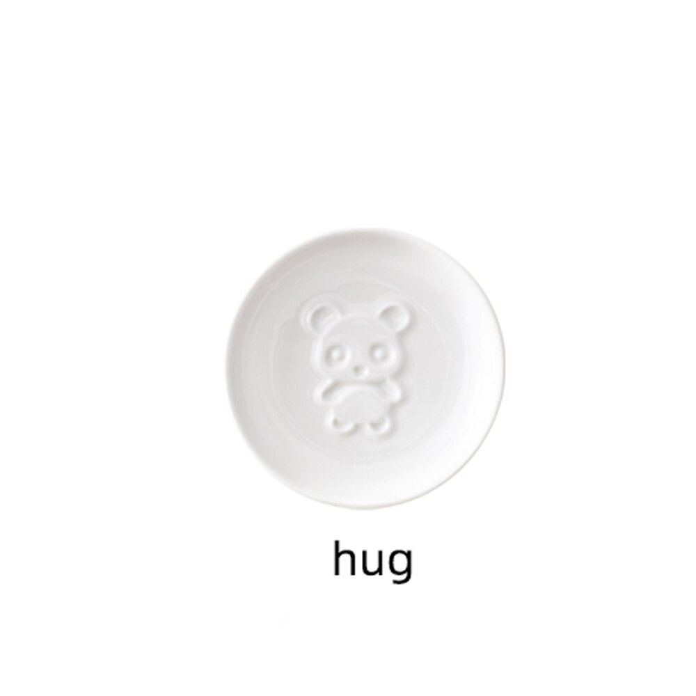 MUZITY Ceramic Sauce Dish Porcelain Panda Soy Sauce Dish Embossed Seasoning Small Dish: Round-Hug 2pcs