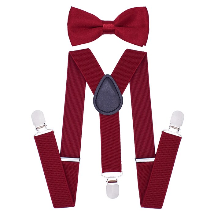 Suspenders for Children Polyester Material Elastic and Adjustble: Wine Red