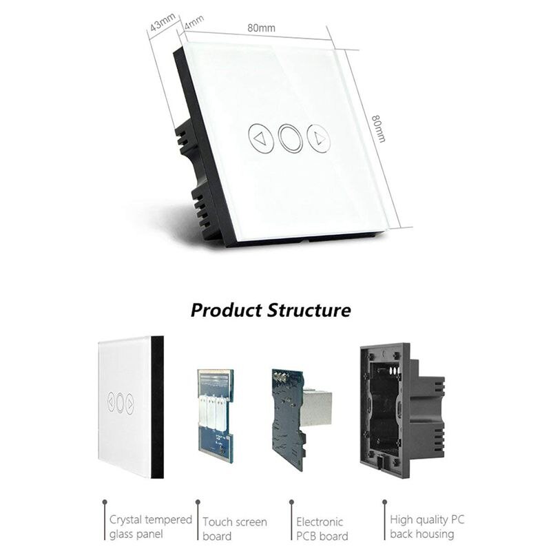 Eu touch-dimmer schakelaar kristal touch glas afstandsbediening licht slimme schakelaar (wit)