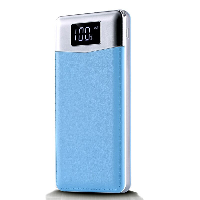 20000Mah Draagbare Dubbele Usb Power Bank Externe Batterij Poverbank Led Display Telefoon Oplader Bank Voor Smart Telefoon Powebank: Blue