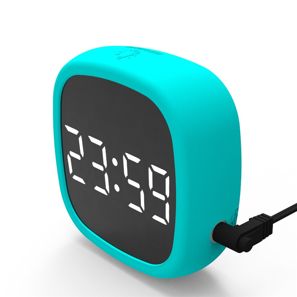 Digital Alarm Clock LED Display Pocket Silicone Intelligent voice control portable travel outdoor Desk Clock: Blue 