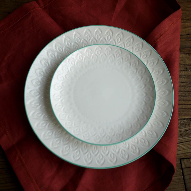 Ceramic Peacock Blue Peacock Textured Dinner Plate/Deep Plate Fish Plate/Home Plate