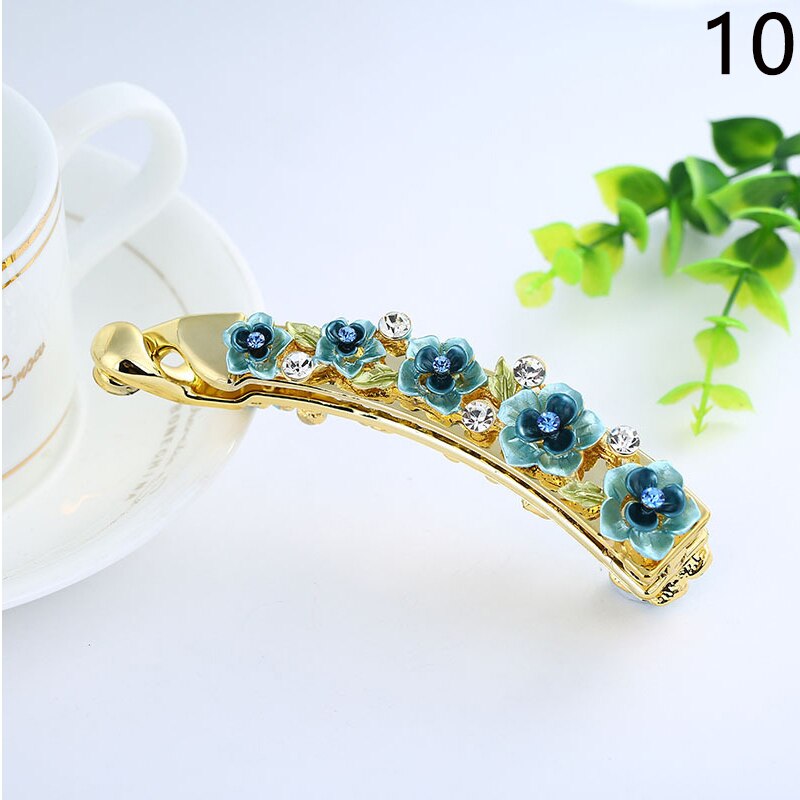 Nowe akcesoria Crystal Barrette Rhinestone spinka do włosów spinka do włosów spinka w kształcie Banana spinki do włosów dla kobiet akcesoria do włosów Hairgrip: 10