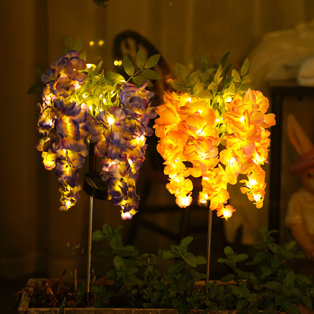 Solar Flowers Light Outdoor Garden Lawn Lamps Solar Wisteria Flower Landscape Light Courtyard Garden Ground Plug Light Decor