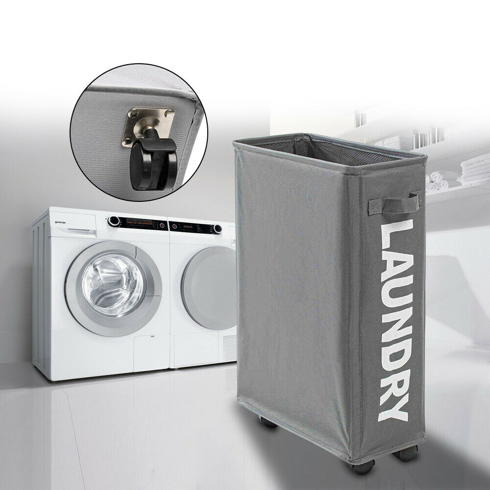 Rolling Corner Laundry Basket Slim Laundry Hamper with Mesh Cover Waterproof Clothes Toy Storage Bin Organizer hamper