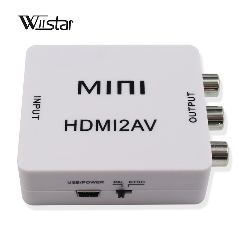 Wiistar Mini HDMI2AV video converter HDMI naar RCA/CVBS Video 480 p 720 p 1080 p Ondersteuning ntsc Pla uitgang