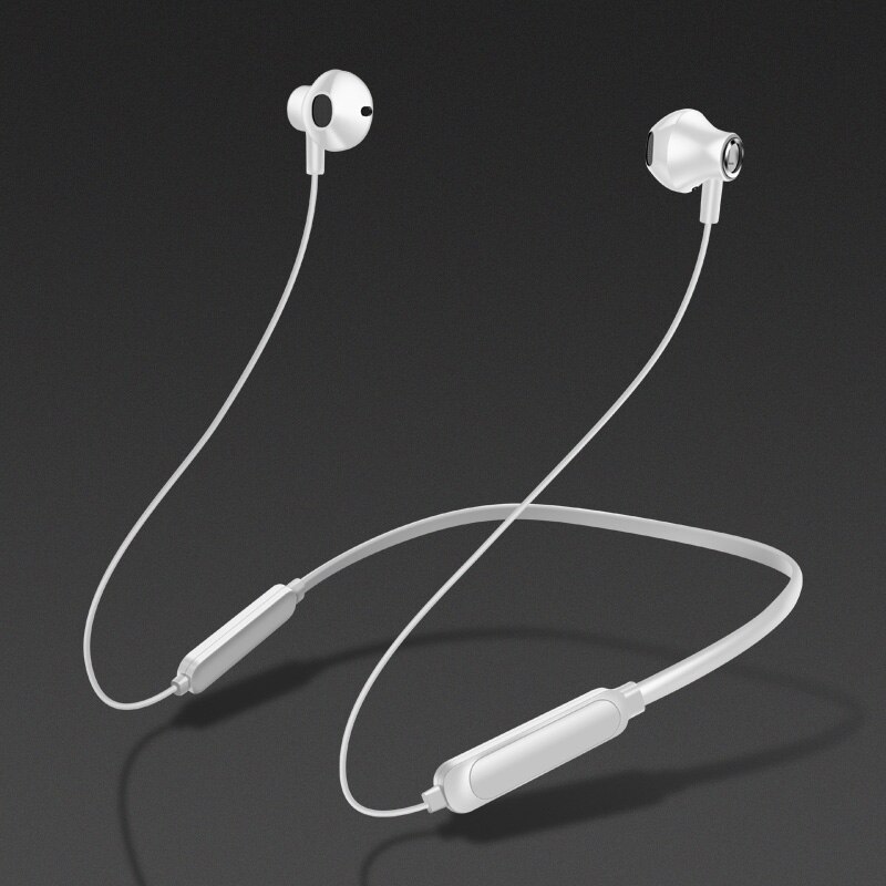 Bluetooth tour de cou casque stéréo sans fil Bluetooth écouteur sport écouteurs avec micro pour iphone 11 universel tous les téléphones mobiles: G02-white