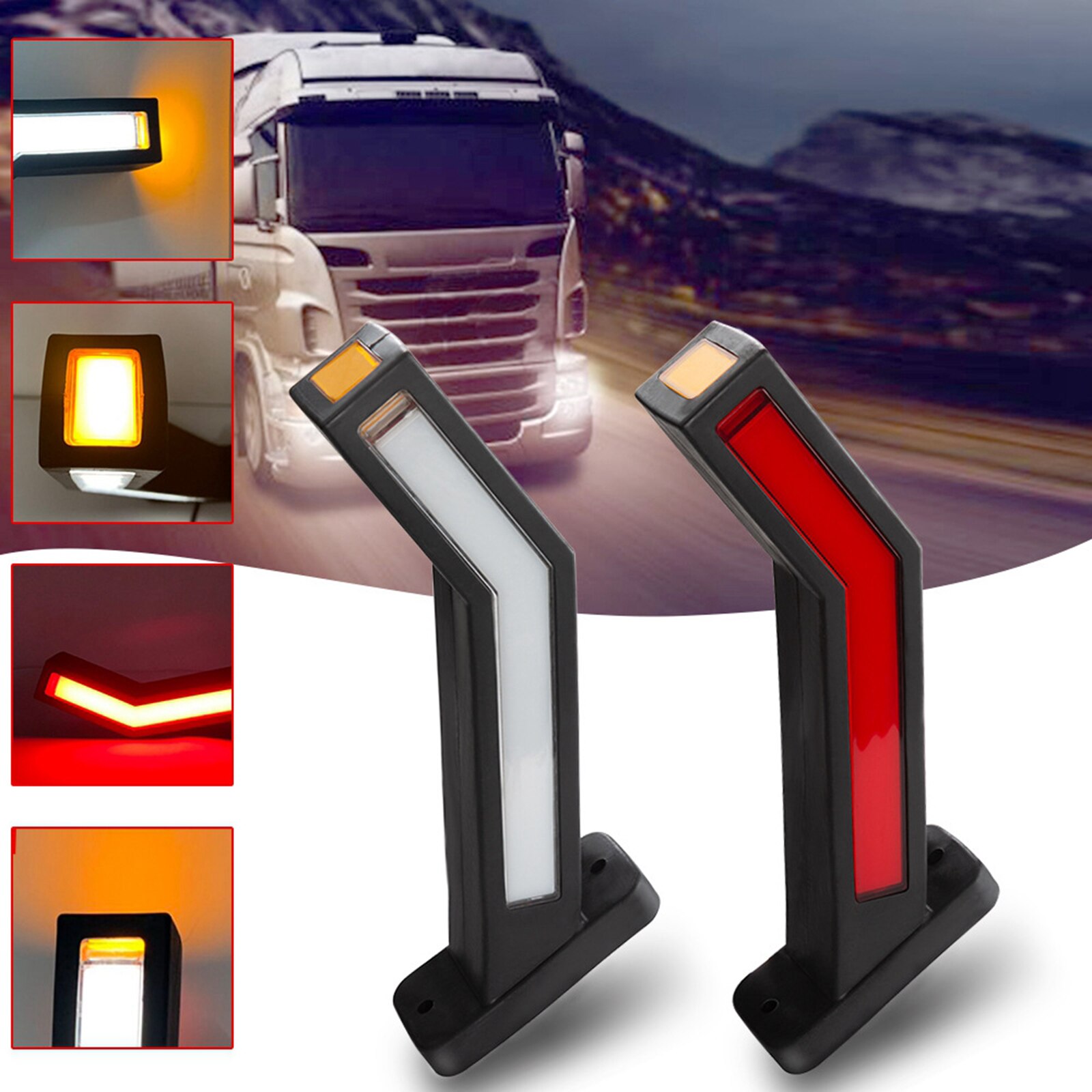 2Pcs Universal LED Neon Stalk Side Marker Lights Lamp End Outline Lighting