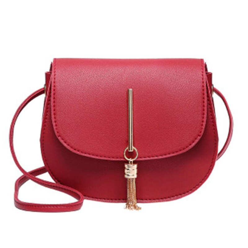 femenina, bolsas de mensajero de hombro con cierre liso de piel sintética, Mini bolso de mano con flecos, borlas y concha, , nueva