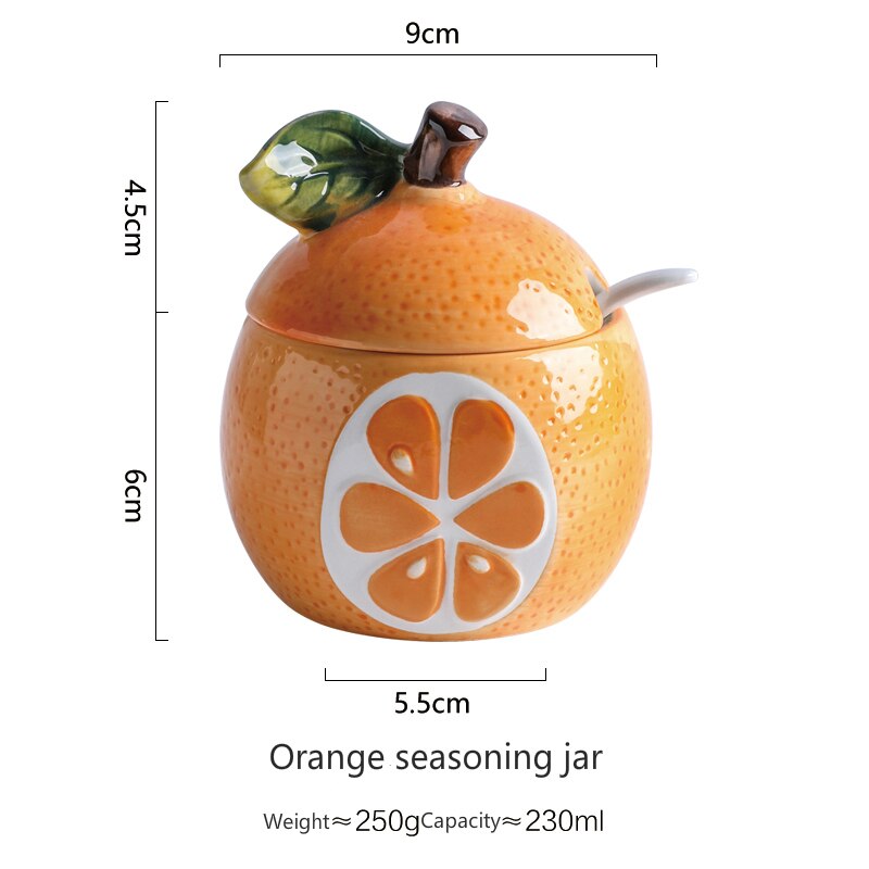 watermelon modeling storage tank ceramic seasoning jar fruit relief incense tank with lid salt tank Sugar Bowl: 07