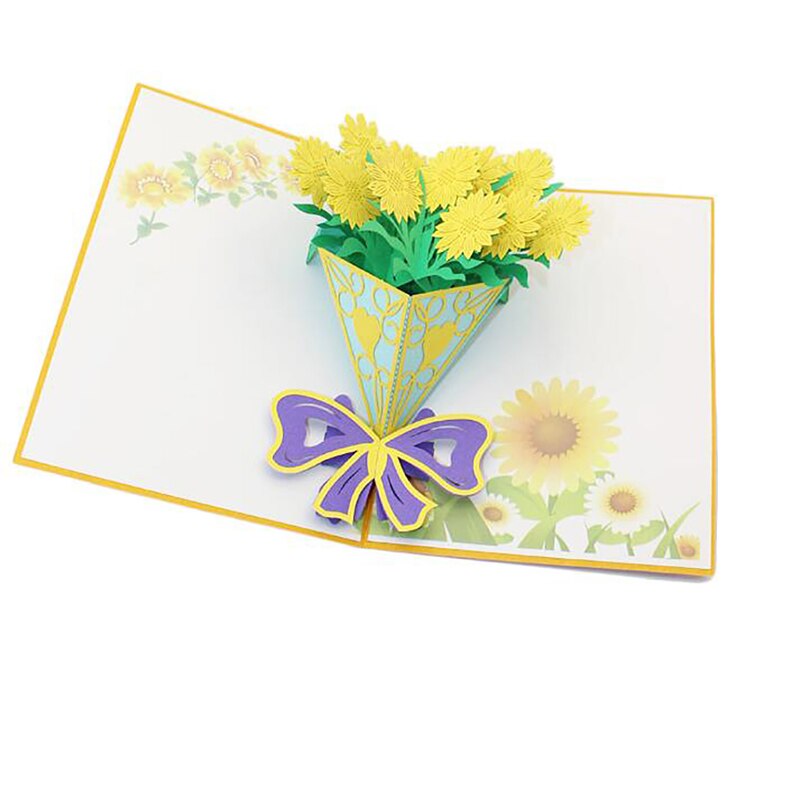 3D Pop Up Kaart Met Envelop Chrysant Kaart Sticker Papier Uitnodiging Postcard