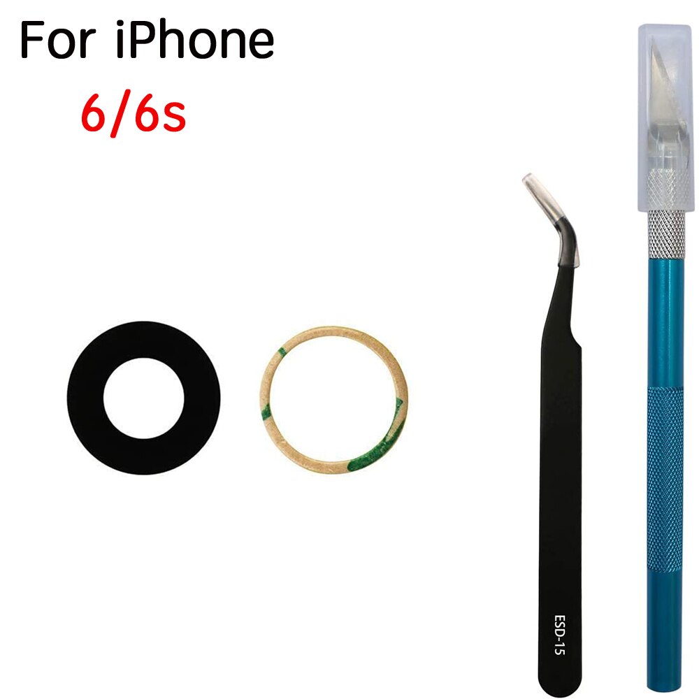 Achter Back Camera Glas Lens Cover Voor Iphone 6 6S 6SP 7 7P 8 Plus X Xr Xs 11 12 Pro Max Met Lijm En Reparatie Tools: 6 6S