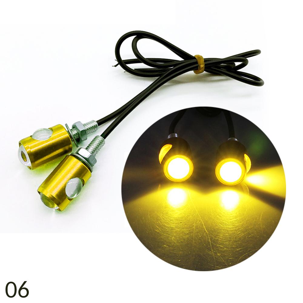 Luz Led estroboscópico de 12v para motocicleta, luz Flash de ojo de águila para motocicleta, foco de luz de freno de advertencia, 2 unidades por par, 7 colores: YELLOW