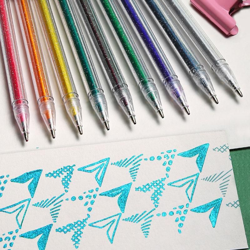 12 Kleuren Glitter Gel Pen Set Multicolour Balpen Gel Pennen Refill Set Kleurrijke Schilderij Tekening Pen Shell Cover