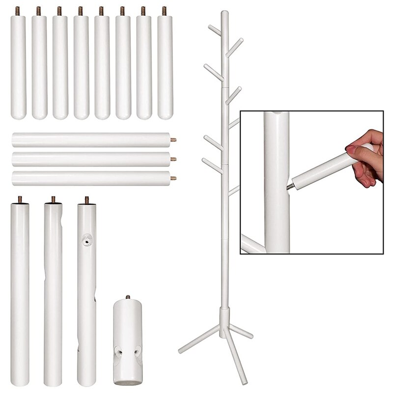 Wooden Coat Rack with Hooks, Free Standing Coat Tree Hanger Stand for Coats, Garment, Hats, in Bedroom