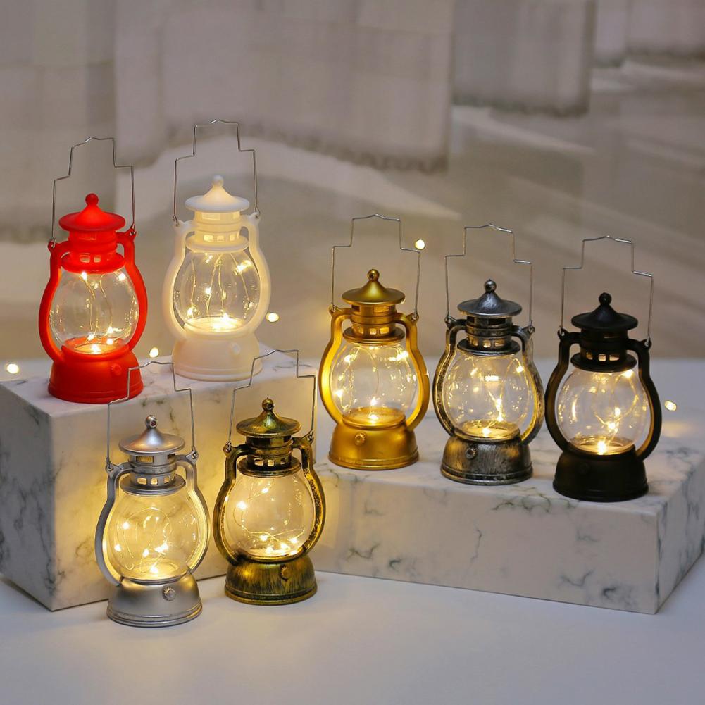 Retro Lantaarn Led Kaarslamp Zacht Licht Decoratieve Draagbare Vintage Kerst Elektrische Lamp