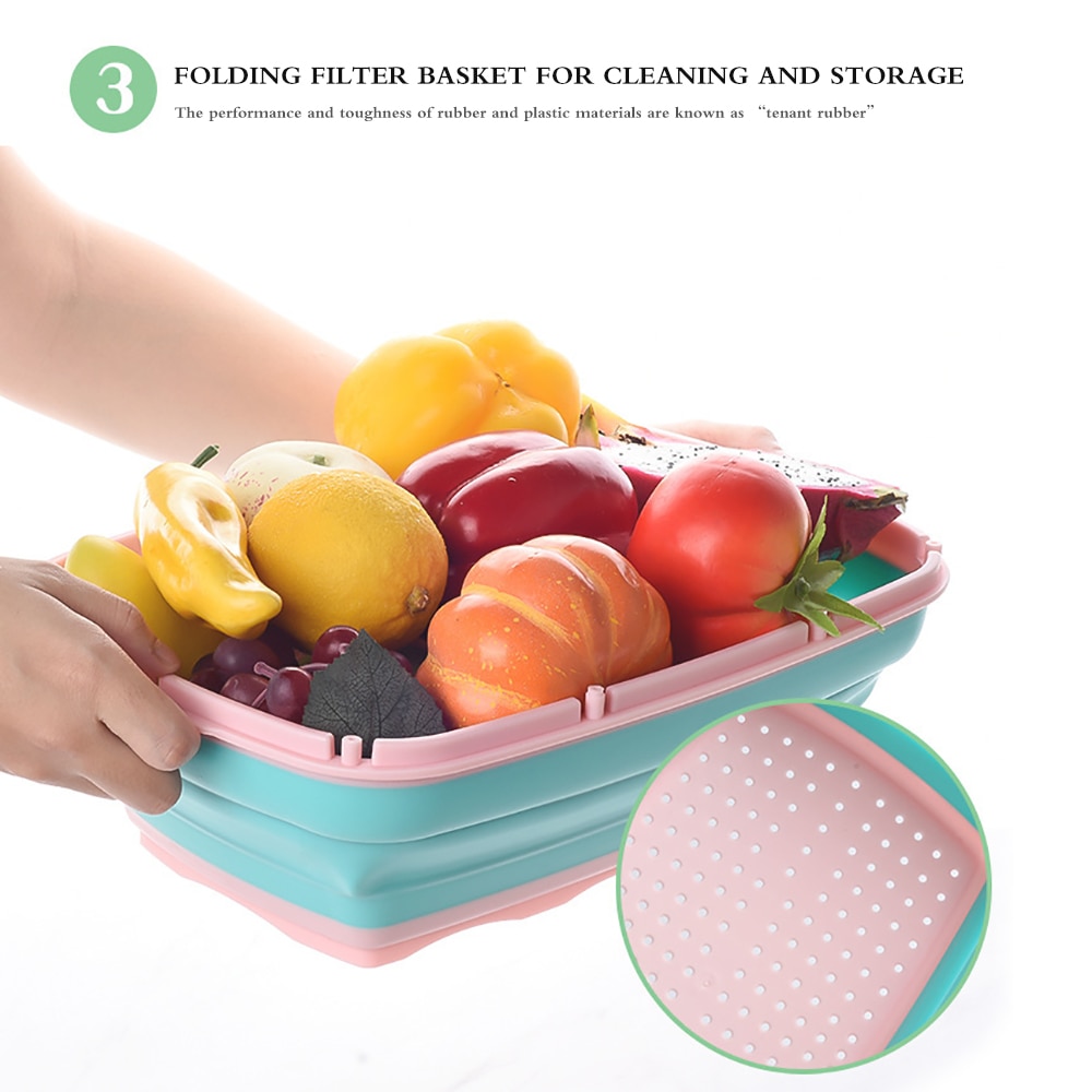 Anti-Overflow Groove Kitchen Chopping Board 9 In 1 Foldable Drainage Basket Multifunction Safety Cutting Board Set