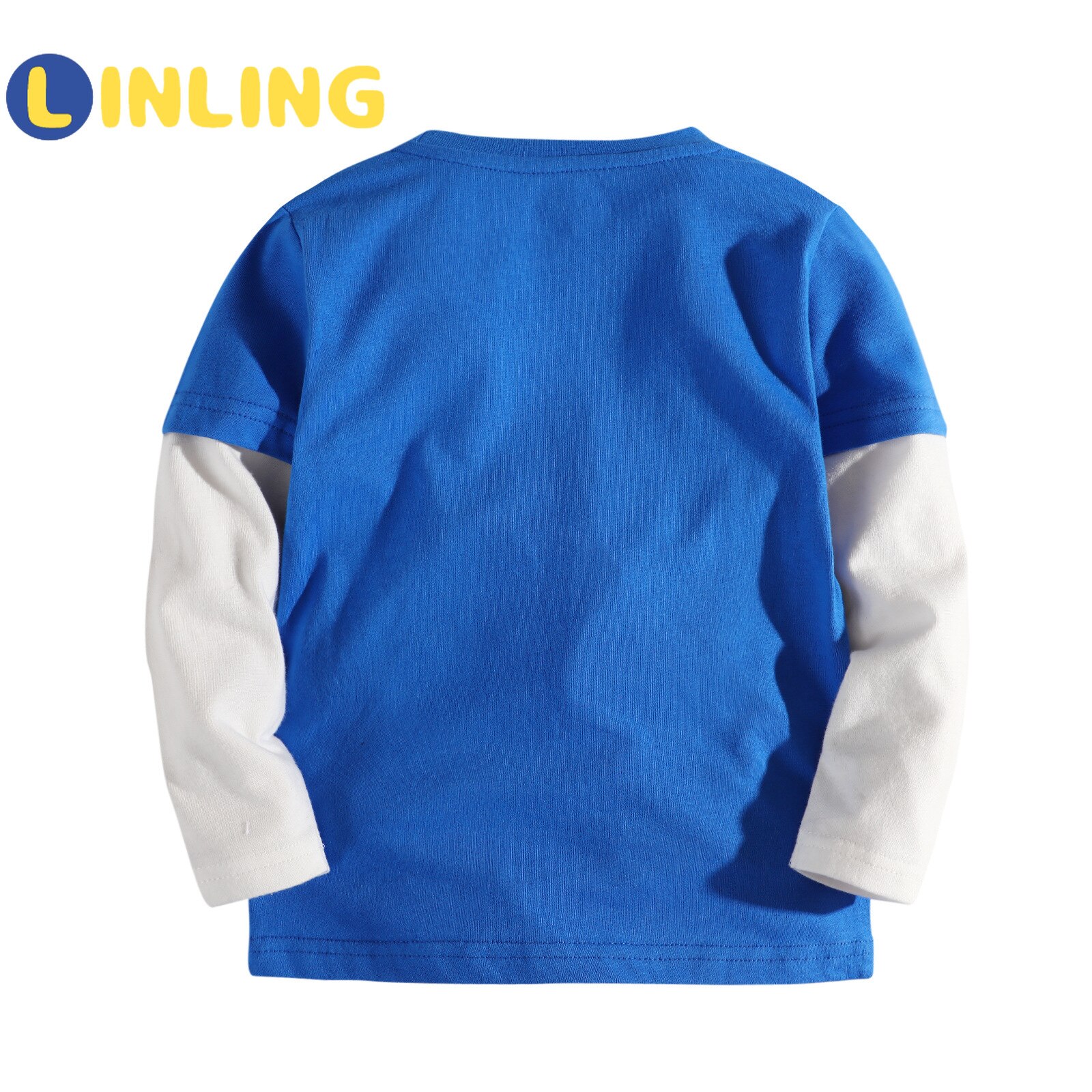 LINLING Herbst Winter Jungen Langarm Baumwolle T-Shirt Druck 3D Welpen Auto Ente freundlicher Warme Baumwolle T-Shirt P623