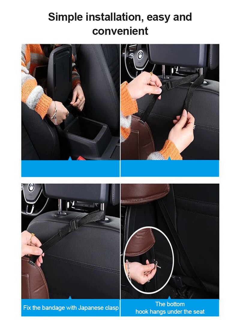 Advanced Car Net Pocket Handbag Holder PU Leather Between Car Seat Storage Black PU Leather Stowing Tidying Bag Interior