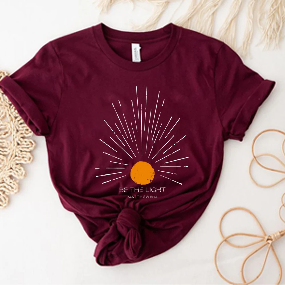 Sein das hell Mathew 5 14 Sonnendurchbruch T-Shirt Jahrgang Bibelvers Shirt christliches T-Shirt Sonne Tee Boho oben inspirierendes: XXXL / Elfenbein