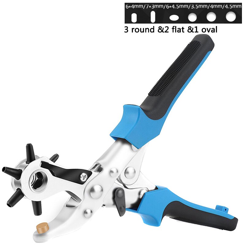 Perceuse à trous pour ceinture en cuir | Outil de perçage, fabricant de trous, outils rotatifs rotatifs rotatifs DNJ998: 3 round 2 flat 1 ova