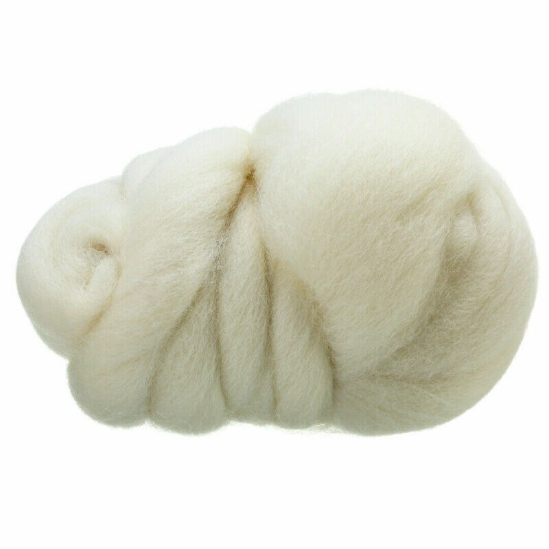 50g hvid fiber uld top, nåle stanset top roving farvet filt fiber, specielt til filt og spindemaskine.