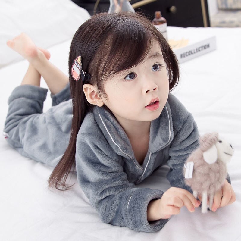 Winter freundlicher Flanell Weichen Schlafanzug Für Mädchen Jungen Kleinkind Feste Gesamt Pyjama freundlicher-Nachtwäsche Homeservice Onesie Kleidung: Grau / 100cm