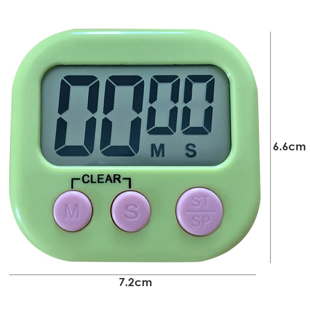 Digital Display Screen Timer LCD Electronic Magnetic Cooking Table Countdown Clock Stopwatch with Stand for Kitchen Supply: green