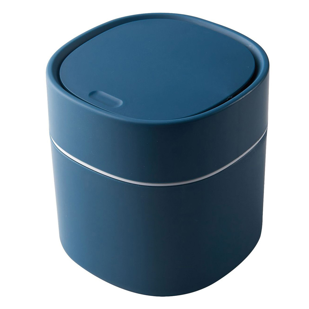 Mini Cute Waste Bin Desktop Small TrashCan With Lid Garbage Organizer Detachable Cover Kitchen dining table Desk Storage Bucket: Blue A