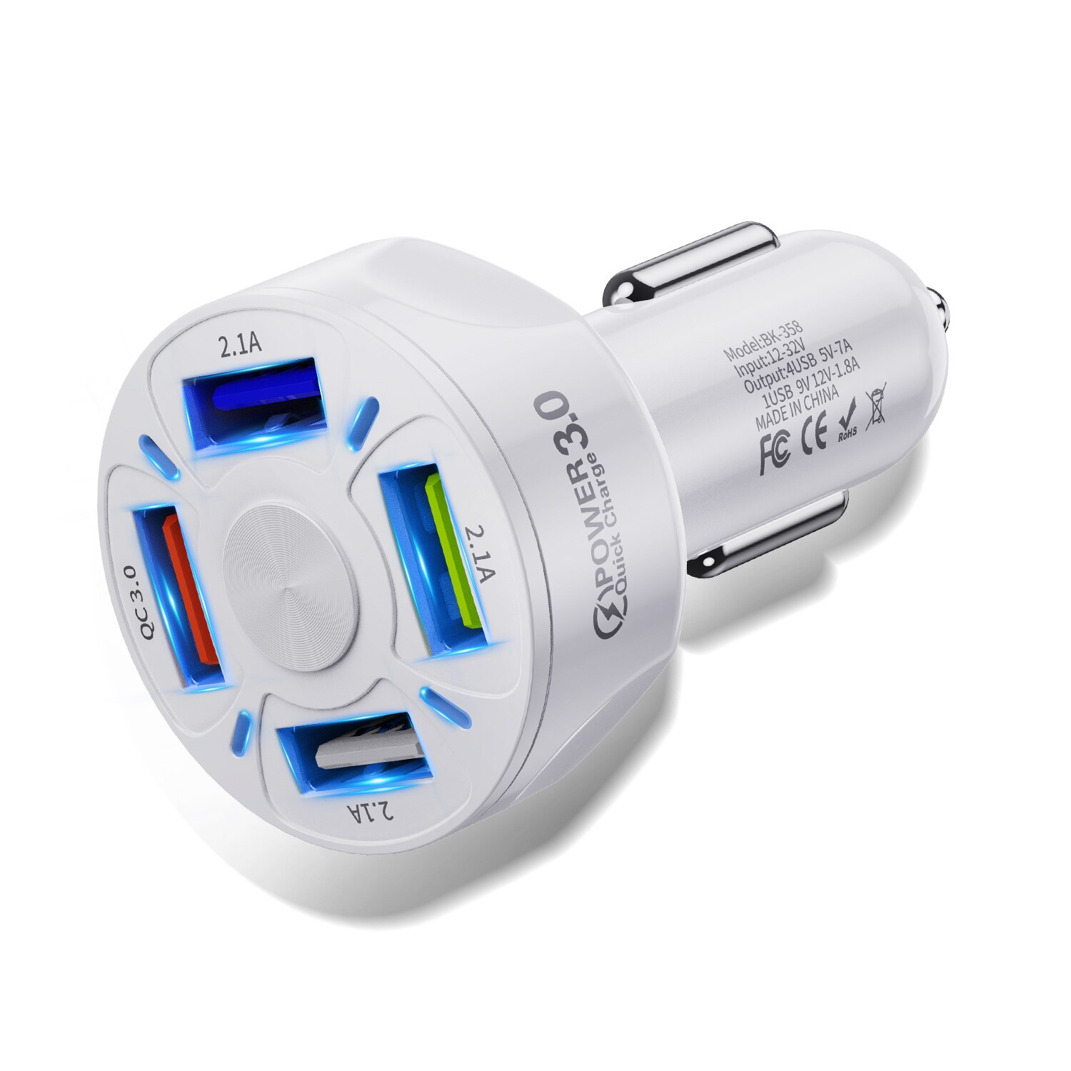 Gtwin Usb Autolader Quick Charge 4.0 QC4.0 QC3.0 Qc 7A 30W Snelle Auto Usb Lader Voor Iphone Xiaomi samsung Mobiele Telefoon: White