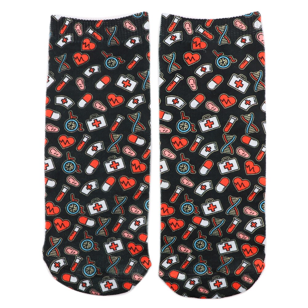 K3237 Doctor Nurse Cotton Women Socks Female Casual Socks Cartoon Cat Cute Invisible Funny Girls Ankle Sock: 7