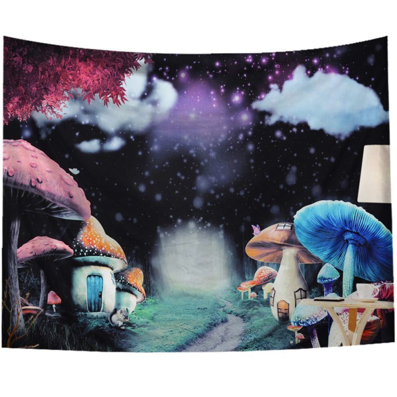 Tenture murale tapisserie 3D décor à la maison fée monde fond mur tissu couverture avec 2 pièces sans couture clou et Clip: G / 200X150CM