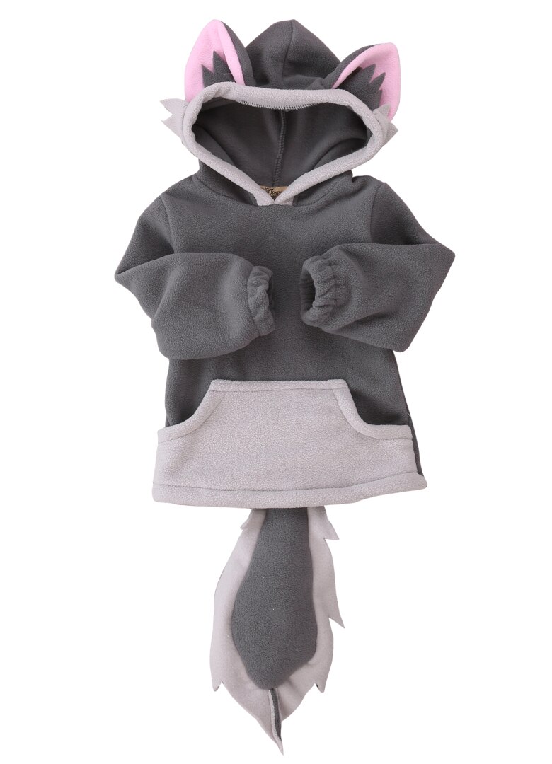 Kleinkind freundlicher Baby Jungen Mädchen Mäntel Nette Karikatur Ebene Schwänze Mantel Oberbekleidung Mit Kapuze Jacke 0-4Y: Grau / 100