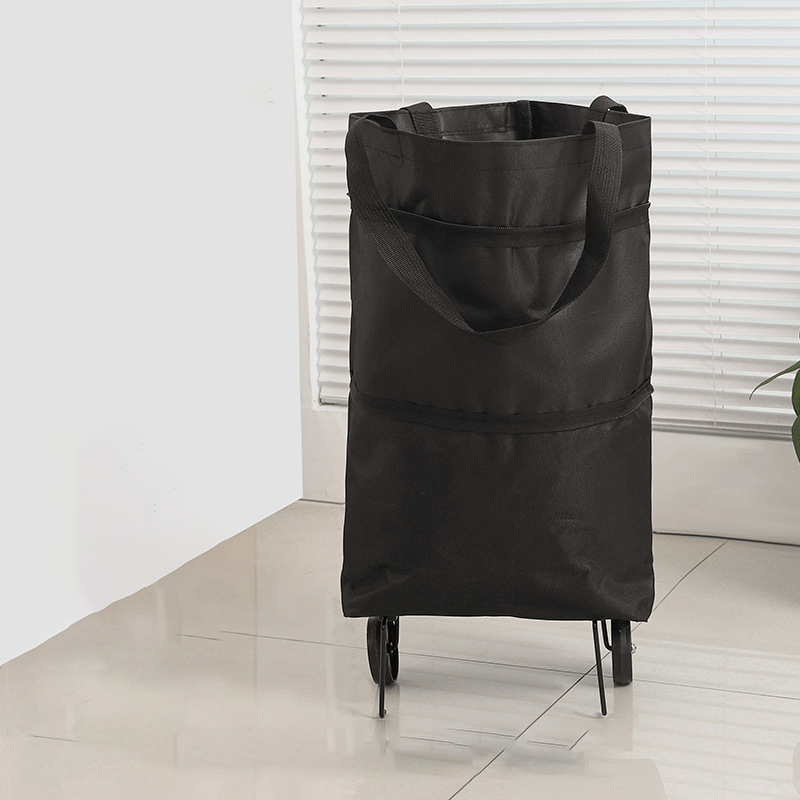 1-2 Stuks Draagbare Kruidenier Winkelwagen Opvouwbare Winkelwagen Lichtgewicht Winkelwagen Met Wielen Huishoudelijke Hoge Capaciteit Levering Boodschappentas: S / Roze