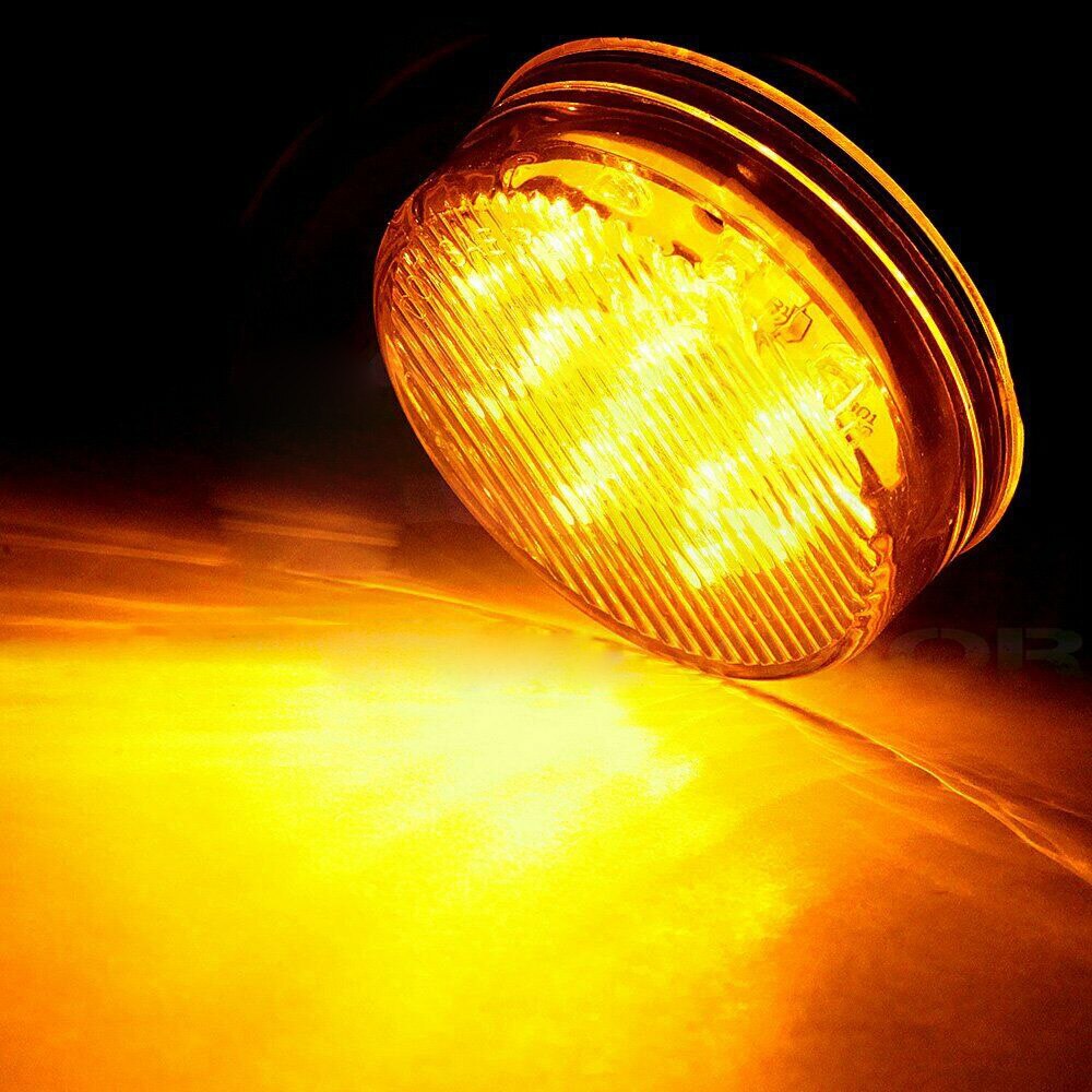 8pcs/Set Brand And Red+Amber 2-Inch Round 6LED Side Marker Light Trailer Lamp Universal