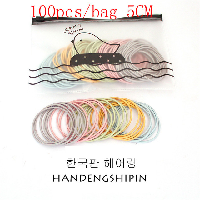 50/100 Uds nuevas mujeres niñas colores caramelo Nylon básico Scrunchie lazo para el cabello Cola de Caballo sujetar bandas de goma para el cabello accesorios para el cabello de: Amarillo fluorescente