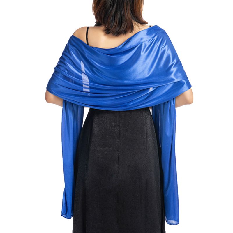 200x70cm mujer imitación seda pura bufanda capa Color sólido largo chal envoltura para boda banquete Vintage accesorios para baile de graduación: Blue