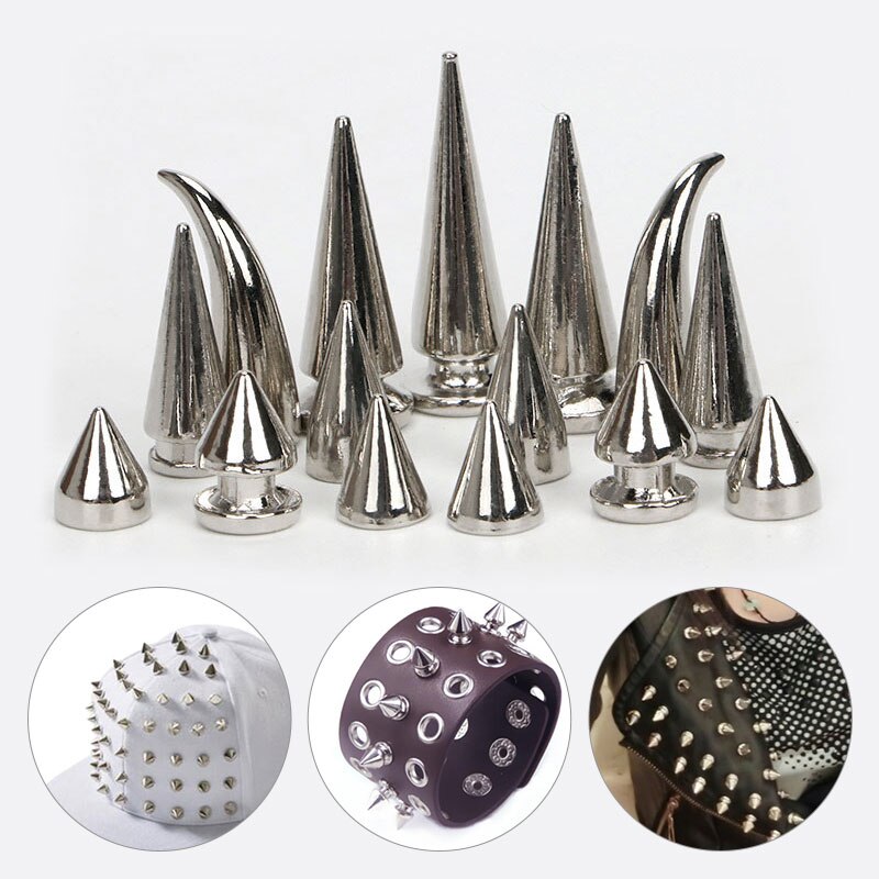 10 Sets Silver Metal Screwback Cone Studs Bullet Spike Stud Punk Bag Belt Schoenen Kleding Leathercraft Cone Rivet Diy