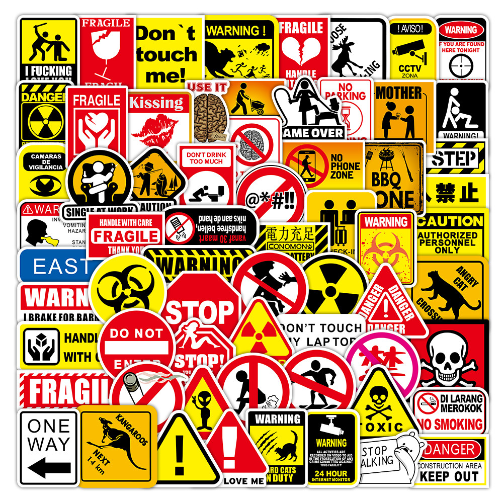 100 stuks multifunctionele waarschuwingsstickers - waterdichte stickers voor werkplek, verpakking en dagelijkse veiligheidsstickers Story Store