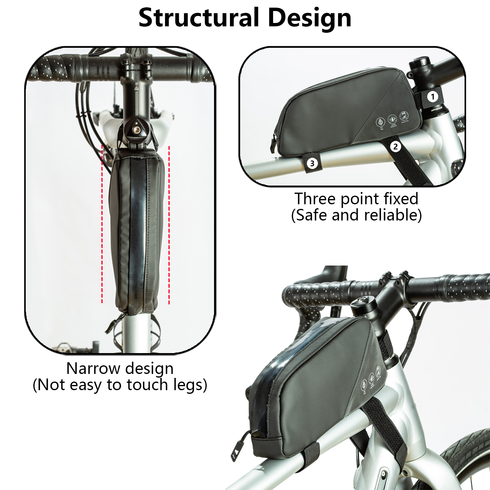 Bolsa de bicicleta, bolsa de tubo superior de bicicleta à prova d'água, bolsa de acessórios de ciclismo para bicicletas de montanha e estrada