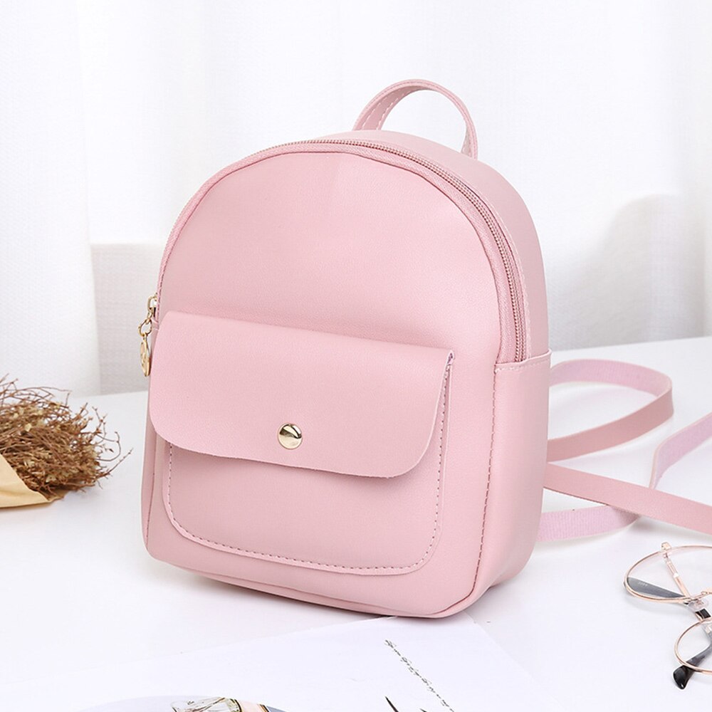 Mini mochila para mujer, bolso de hombro de cuero de PU para chicas adolescentes, morral pequeño para mujer, mochila escolar para mujer