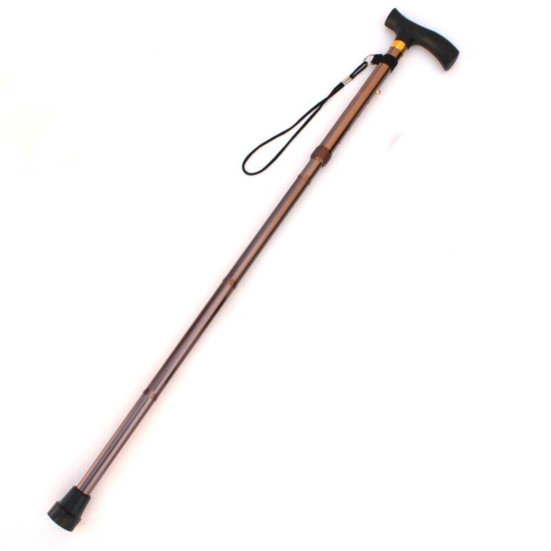 Outdoor 4 FoldedTrekking pole T-handle Hiking Poles Cane Walking Stick walk Crutch: 300g brown