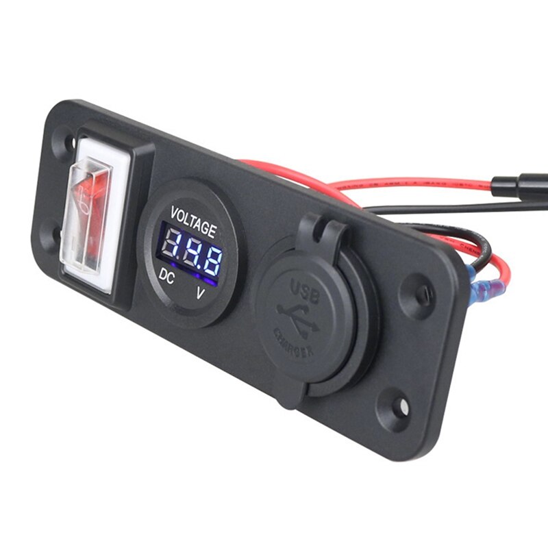 Panel de interruptor de 2 orificios, voltímetro, doble USB, lámpara única 3.1A, 12V, cargador, enchufe USB Dual para coche