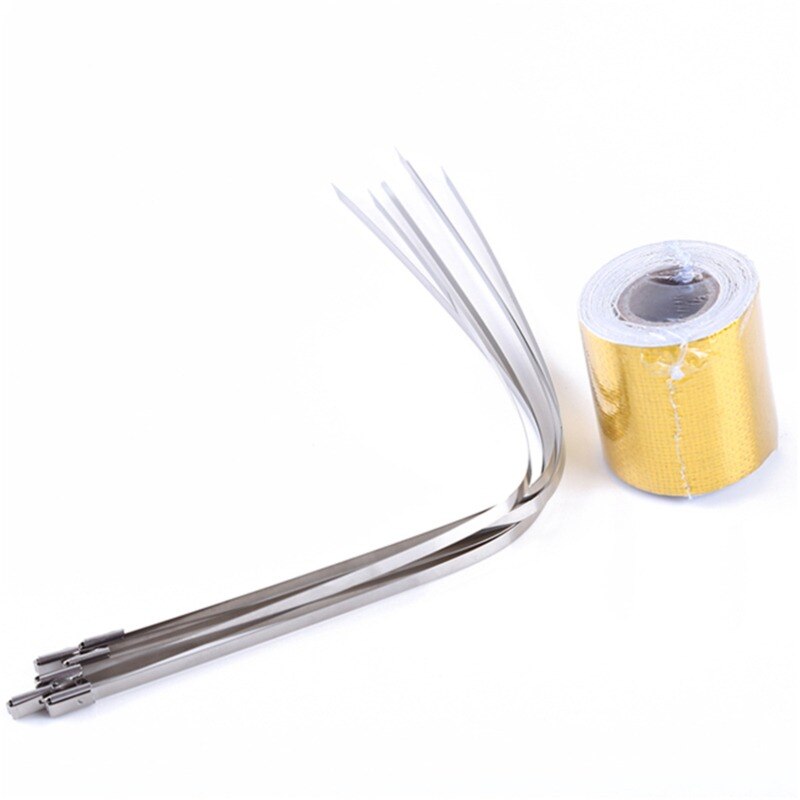 5mx5cm Fiberglass Heat Reflective Tape Gold High Temperature Heat And Sound Shield Wrap Roll Adhesive Car Accessories