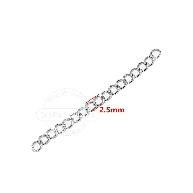 50 sztuk ze stali nierdzewnej 5cm spawane rozszerzenie łańcucha złoty naszyjnik wypełniacz ogon łańcuchy dla DIY tworzenia biżuterii: Tail stal 2.5mm