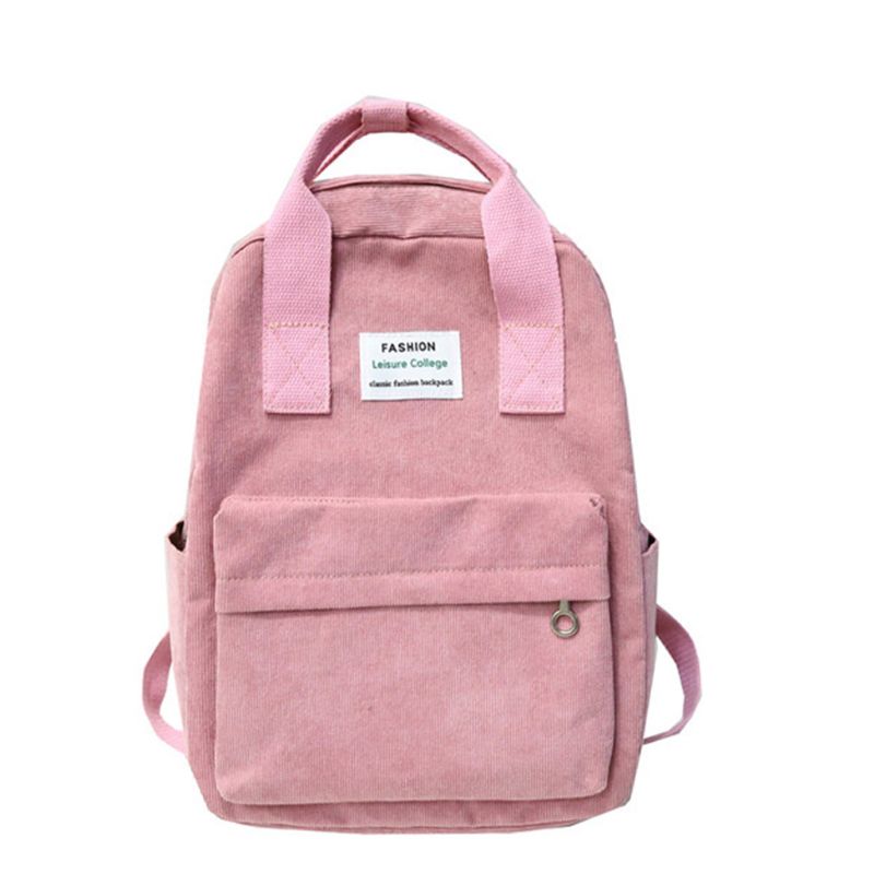 Rucksack Corduroy Backpack Casual College School Daypack for Teenager