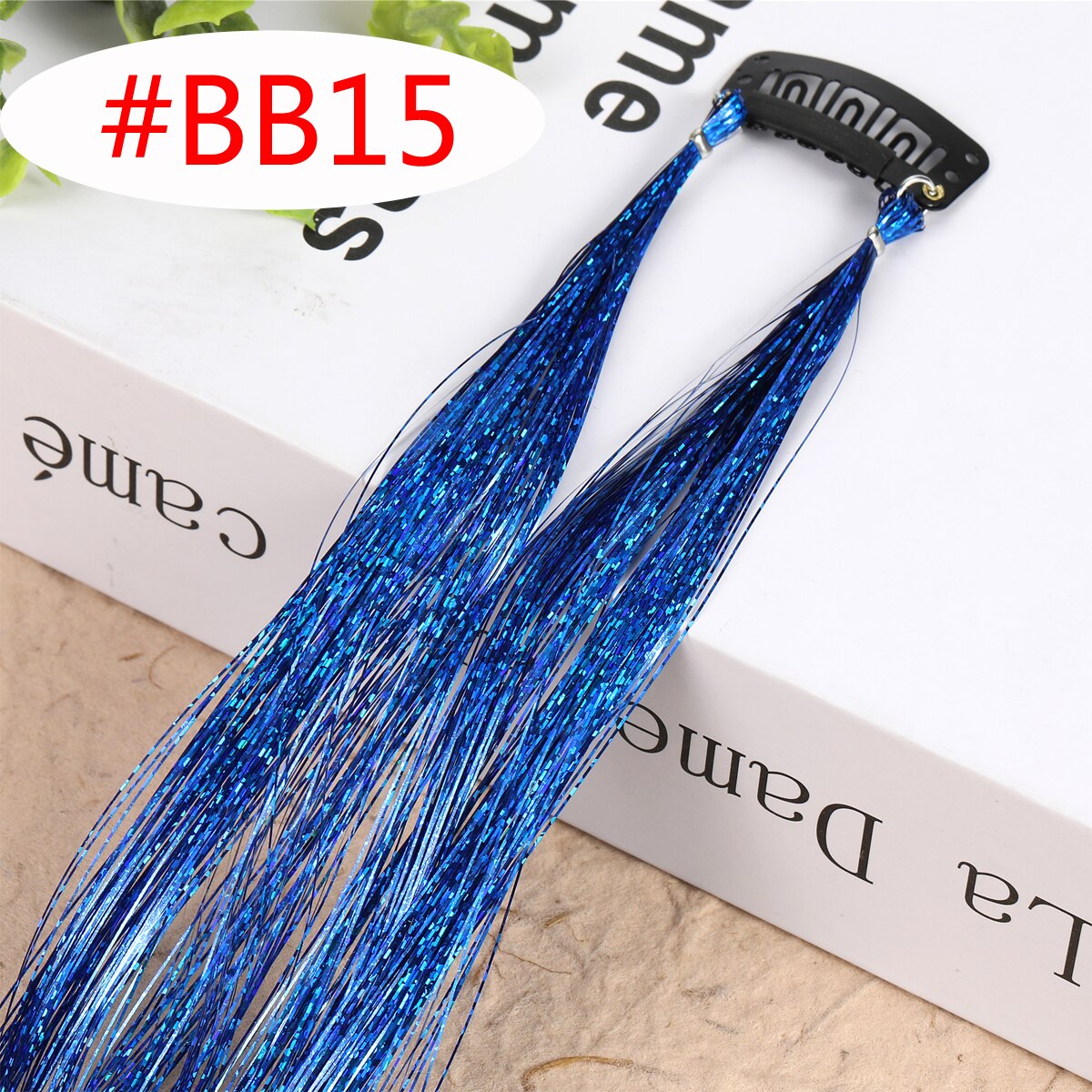 20 Colors Long Straight Hair Tinsel Bright Hair Extention Glitter Clip Hairpiece Sparkling Shiny Clip In Hair Tinsel Tools: 1pc colorBB15